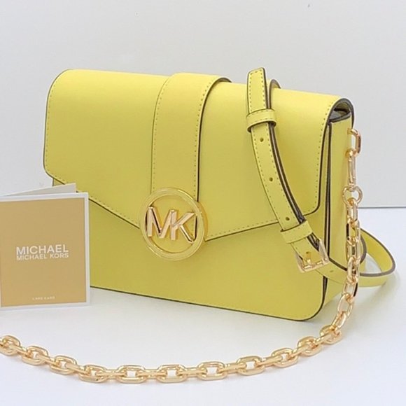 Michael Kors Carmen Medium Convertible Shoulder Bag Crossbody SUNSHINE Leather - Picture 4 of 16
